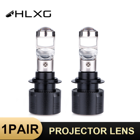 HLXG-ampoules H7 Mini bi projecteur led, lentille H4, Led, faisceaux élevés et faibles, 12000LM ampoules de phares de voiture HB3 9005 HB4 9006 H11 H8 ► Photo 1/6