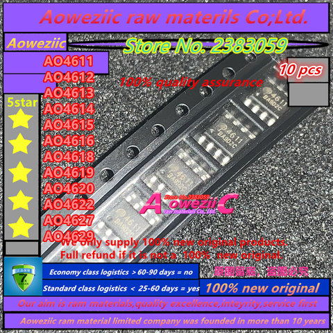 Aowezic – AO4611 AO4612 AO4613 AO4614 AO4615 AO4616 AO4618 AO4619 AO4620 AO4622 AO4627 AO4629 SOP-8 MOSFET, 100% ► Photo 1/1