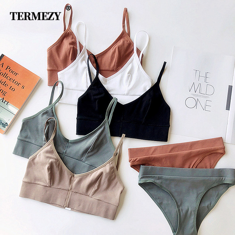 TERMEZY – Lingerie en coton avec soutien-gorge sans armature pour femme, ensemble confortable et sexy, soutien gorge push-up, nouvelle collection 2022, livraison gratuite ► Photo 1/6