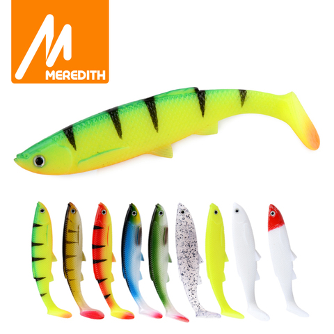 MEREDITH – lot d'appâts artificiels en plastique pour la pêche, pack de leurres pour attraper des poissons comme les brochets, avec queue en T, yeux 3D, 4.73 pouces, 14.5g, 4 pièces, 120mm ► Photo 1/6