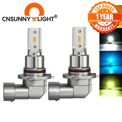 CNSUNNYLIGHT H11 H8 FEUX DE BROUILLARD À LED POUR VOITURE Ampoules H9 H16 9005 9006 2400Lm 6000K Blanc 1900K Ambre 8000K Bleu automatique DRL Brouillard 2 PIÈCES ► Photo 1/6