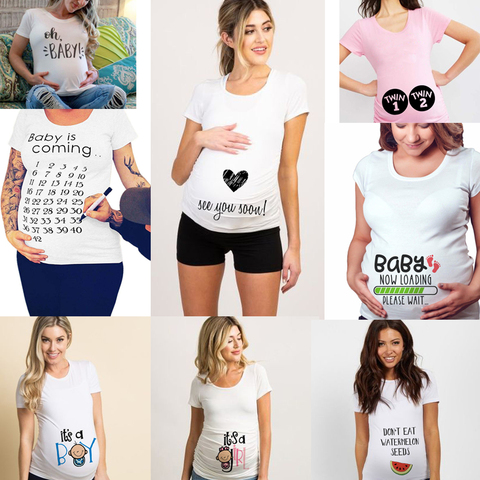 T-shirt col rond femme, estival, Slim et humoristique, avec lettres, pour femmes enceintes, été 2022 ► Photo 1/6