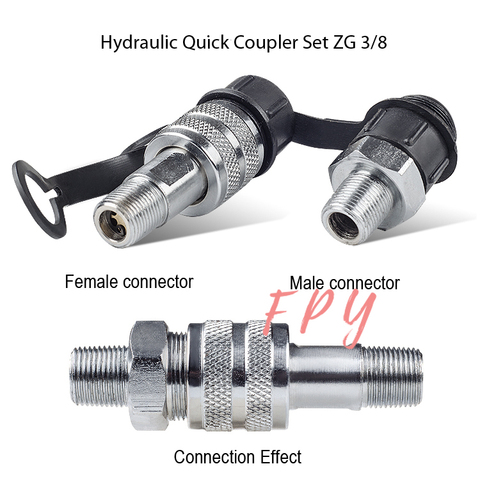 Coupleur rapide hydraulique, outils hydrauliques, ensemble de raccords rapides hydrauliques, 3/8 