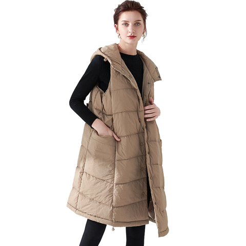 Gilet ample Long au Design coréen, doudoune sans manches, veste à capuche, gilet chaud en tissu doux et chaud ► Photo 1/6