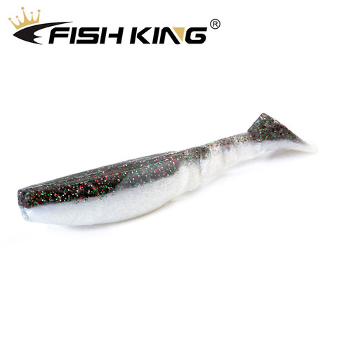 FISH KING-leurre souple en Silicone bicolore, appât artificiel idéal pour la pêche au bar ou au brochet, 80/100mm ► Photo 1/6
