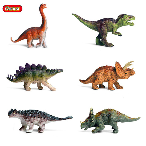 Oenux 6 pièces Mini jurassique Stegosaurus Saichania solide PVC dinosaure monde Animal modèle figurines Collection jouet pour les enfants ► Photo 1/6