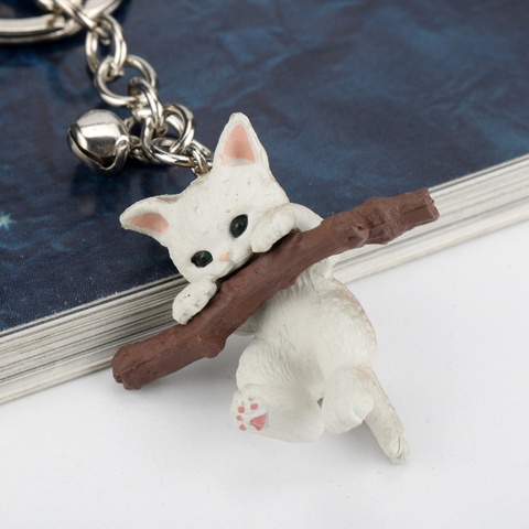 Porte-clés branche de chat en morsure, Animal, chat mignon, pendentif, anneau pour femmes, sac à suspendre, décoration de clé ► Photo 1/6