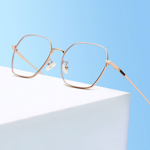 Nouveauté lunettes Anti-rayon bleu lunettes en métal cadre lunettes unisexe pleine jante lunettes myopie lunettes avec charnières à ressort ► Photo 1/6