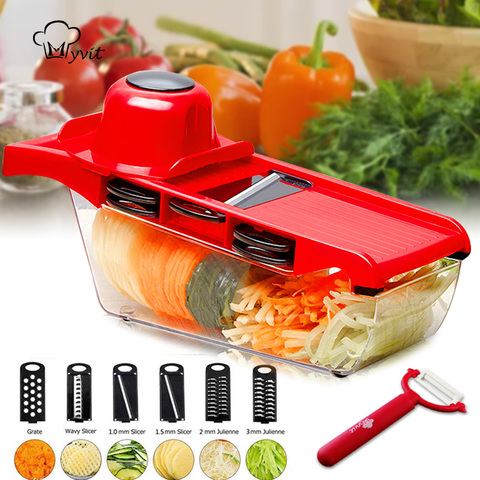 Trancheuse de légumes Multi Cutter râpe pour légumes Mandoline éplucheur carotte fruits coupe accessoires de cuisine coupe-légumes ► Photo 1/6