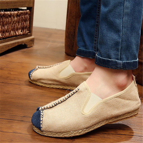 Espadrilles homme décontractées avec dessus en toile et semelle en corde, chaussures sans lacets à enfiler, texture douce, de style mocassins de conduite, collection mode chinoise 2022 ► Photo 1/6