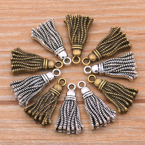 16 pièces 12*20mm deux couleurs gland breloques Double face pendentifs à la main décoration Vintage pour bijoux à bricoler soi-même faisant des résultats ► Photo 1/6