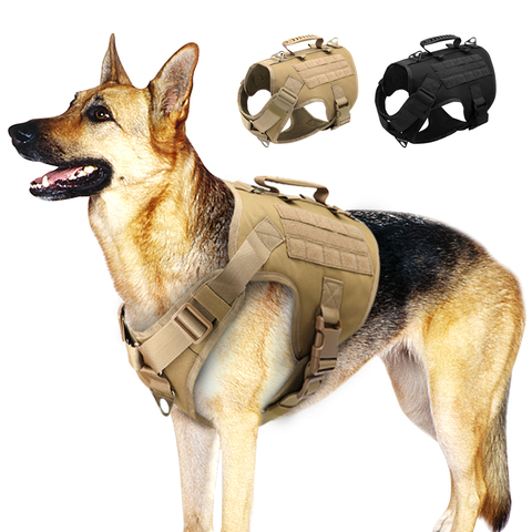 Harnais pour chiens tactique militaire | Gilet pour chiens K9, gilet pour chiens de travail, laisse de plomb, entraînement course pour chiens moyens et grands, berger allemand ► Photo 1/6