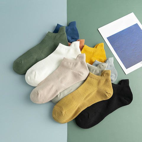 Chaussettes de marque en coton pour hommes et femmes, 5 paires, nouveau Style, doux, respirant, solide, coloré, Simple, mode, courtes chevilles, chaussettes de rue unisexes ► Photo 1/6