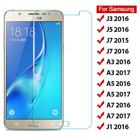 Protecteur d'écran, Film en verre trempé dur pour Samsung Galaxy J3 J5 J7 J1 2016 9H A3 A5 A7 2017 ► Photo 1/6