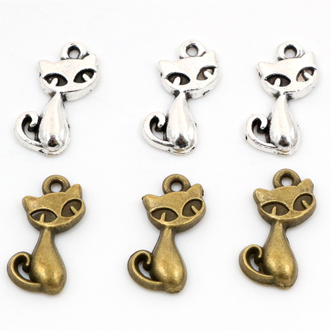 15 pièces breloques chat renard 17x9mm Antique faisant pendentif ajustement, Vintage tibétain argent plaqué Bronze, bracelet à bricoler soi-même collier ► Photo 1/3