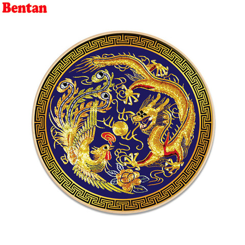 Peinture ronde en diamant de style chinois | Bricolage complet, Dragon phénix, mosaïque 5D, broderie de diamant, point de croix, cadeau de décoration de maison ► Photo 1/6