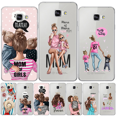 Noir brun cheveux bébé maman fille reine silicone couverture pour Samsung Galaxy A3 A5 A7 2016 2017 A9 A6 A8 Plus A7 2022 A50 étui souple ► Photo 1/6