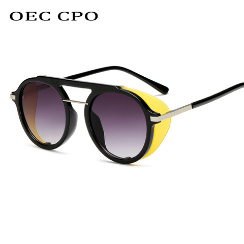 OEC CPO – lunettes de soleil Steampunk pour hommes et femmes, rondes à la mode, bouclier, Vintage, Punk, UV400, O80, 2022 ► Photo 1/6