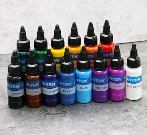 14 pièces couleurs 35ml/bouteille Intenze ensemble d'encre de tatouage Pigment bouteille Art de maquillage Permanent pour maquillage beauté peau corps Art ► Photo 1/6