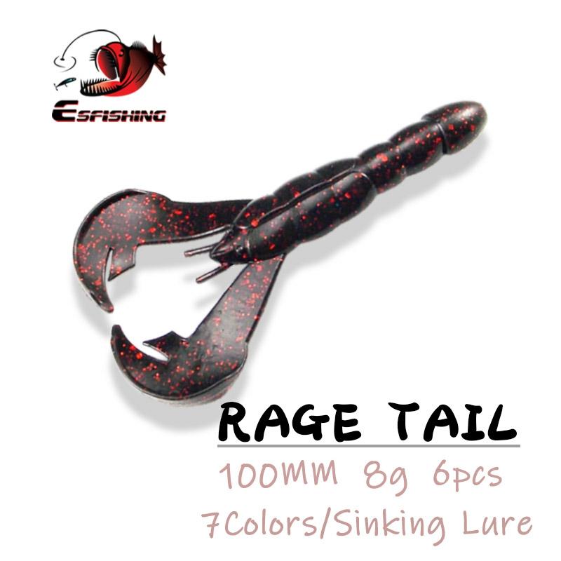 Espêche nouveaux leurres de pêche Craw Rage queue 10cm 8g 6 pièces Silicone souple carpe appâts de pêche Isca mangeoire artificielle Spinner Wobblers ► Photo 1/5