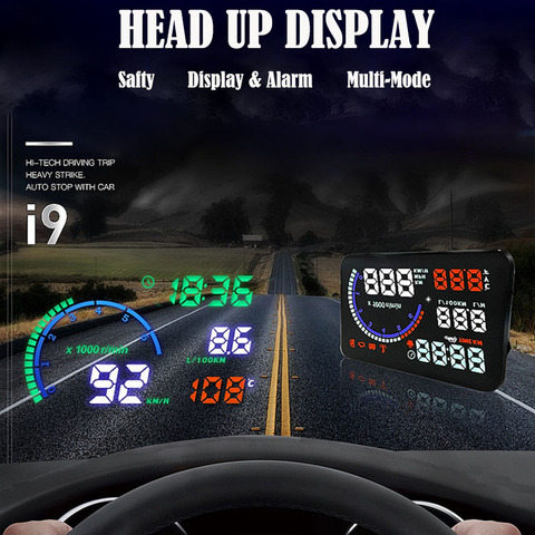 HUD – projecteur de vitesse d'alarme de voiture, affichage tête haute OBD2, Projection sur verre de voiture ► Photo 1/6