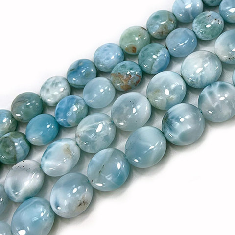 Perles Larimar naturelles 10mm 12mm, 15 pouces, bleu, perles en pierre amples, pour la fabrication de bijoux, femmes et hommes, Bracelet, cadeau ► Photo 1/6