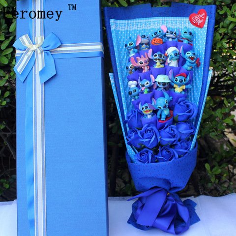 Kawaii point Bouquet cadeau point peluche poupée jouet Anime Lilo point Pvc animaux poupées mignon Stich Bouquet cadeau romantique sans boîte ► Photo 1/6