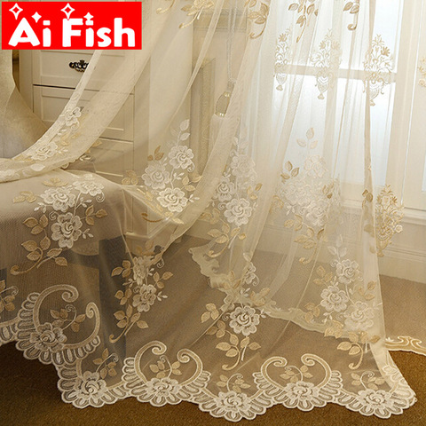 Rideaux de fenêtre en Tulle de luxe Pastoral, pour fenêtre de salon, Voile transparent, pour fenêtre en dentelle, de chambre à coucher #3 ► Photo 1/6