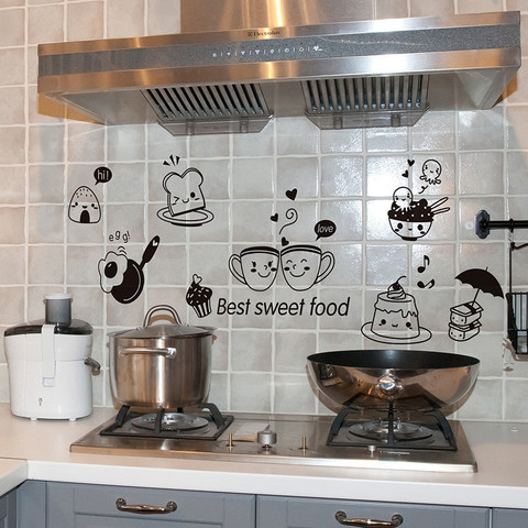 Autocollants muraux adhésifs muraux en PVC pour café ou aliments sucrés, décoration murale pour four ou salle à manger bricolage peint adhésif ► Photo 1/5