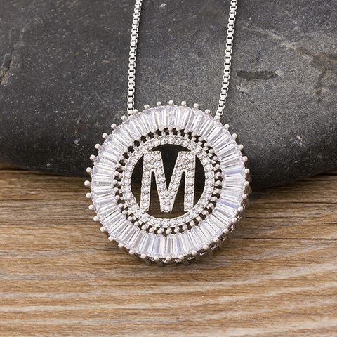 Micro pavé CZ lettre initiale pendentif nom collier couleur argent collier à breloques pour femmes hommes meilleur ami bijoux livraison directe ► Photo 1/6