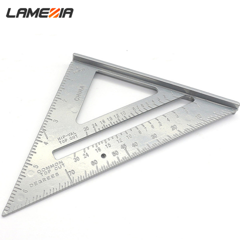 Règle carrée de mesure de Triangle d'onglet de rapporteur de vitesse d'alliage d'aluminium pour l'outil de travail du bois de ligne Tri-carrée de Scriber de charpentier ► Photo 1/6