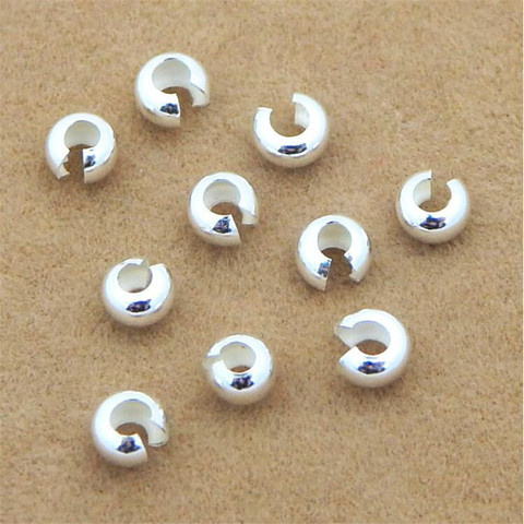Lot de 10 pièces de couvercles ronds à sertir, couleur argent 925, perles de 3, 4, 5 et 6 mm d'espacement pour la fabrication de bijoux à faire soi-même ► Photo 1/1