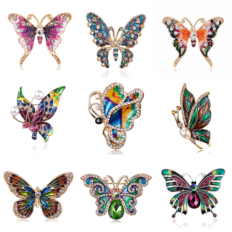 Élégant charme papillon Animal perle broche femmes strass grand papillon bijoux coloré insectes broches Vintage mode cadeaux ► Photo 1/6