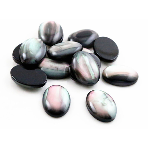 Nouvelle mode 20 pièces 13x18mm couleur coquille noire dos plat résine Cabochons camée G4-02 ► Photo 1/2