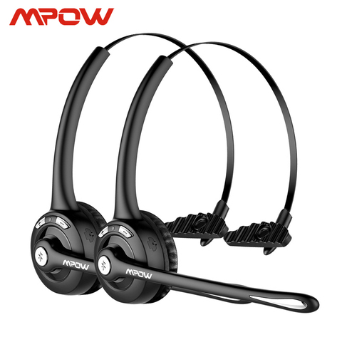 1/2 pack Mpow Pro professionnel sans fil Bluetooth casque avec Microphone 13H temps de parole pour pilote Center d'appels Skype bureau ► Photo 1/6