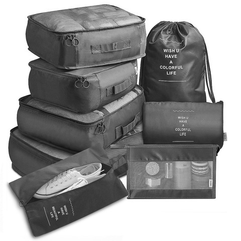 8 pièces ensemble organisateur de voyage sacs de rangement valise emballage ensemble de rangement ► Photo 1/6