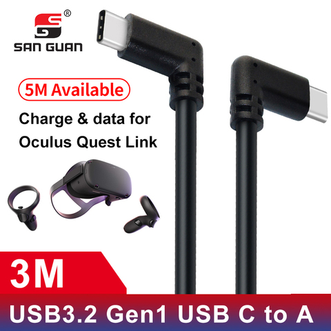 Câble de USB Type C 10ft 3M 5M Oculus Quest Link Compatible transfert de données VR Charge rapide USB 3.2 type-c avec USB C à un adaptateur ► Photo 1/6