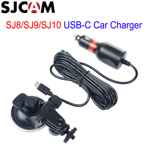 SJCAM SJ8 SJ9 SJ10 chargeur de voiture de Type C + support de ventouse, avec chargeur de voiture pour caméras SJ8 Pro SJ9 Strike SJ10 ► Photo 1/3