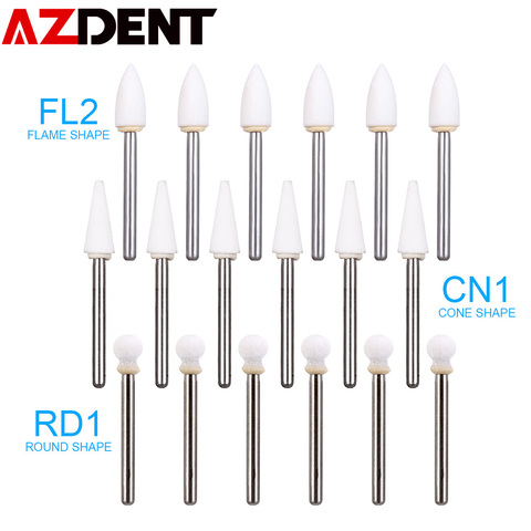 AZDENT 12 pièces/paquet pièce à main en pierre de polissage dentaire fraises de polissage FG cône flamme blanc pierre outils dentiste outil dents merlan ► Photo 1/6