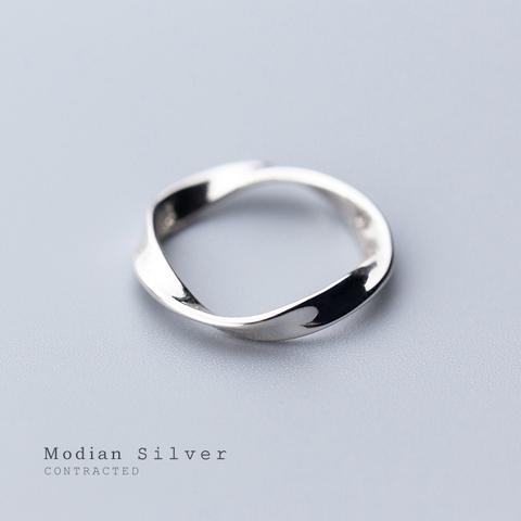 Modian minimaliste Spin Wave anneaux pour femmes mode 925 en argent Sterling Simple géométrique anneau bijoux fins 2022 nouveau Design ► Photo 1/5