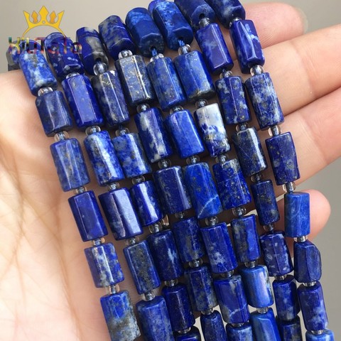 Perles en pierres naturelles Lapis-Lazuli, perles d'espacement amples, pour la fabrication de colliers, accessoires, 15 pouces, bijoux à bricoler soi-même ► Photo 1/6