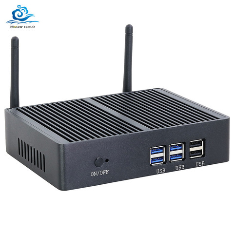 Pas cher sans ventilateur Mini PC HTPC Intel Core i5 7200U 4210Y i3 7100U i7 5500U Windows 10 ordinateur de bureau DDR3L WiFi VGA graphique 5500 ► Photo 1/6