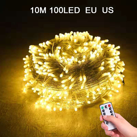 Remote10M Led chaîne guirlande arbre de noël fée chaîne lumineuse en plein air pour la maison jardin fête de mariage nouvel an vacances décoration ► Photo 1/6