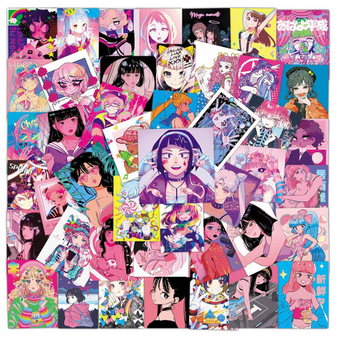 50pcs Sexy Fille Kawaii Autocollants Pour Ordinateurs Portables Pour Ordinateur Portable Adesivos Fournitures D'artisanat Scrapbooking Matériel Vintage Autocollants Esthétique ► Photo 1/6
