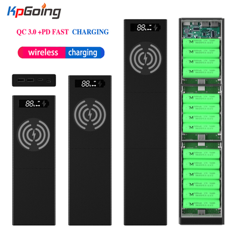 Coque de batterie externe QC 3.0 PD, Charge rapide sans fil, assemblage Multisection, Micro type-c, affichage numérique ► Photo 1/6