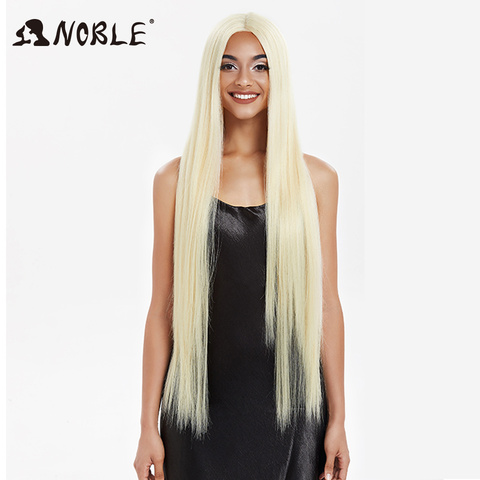 Perruque Lace Front Wig synthétique lisse 38 pouces-Noble, perruque Blonde 613 pour femmes noires, perruque de Cosplay synthétique ► Photo 1/6