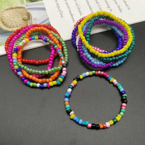 Perles de riz colorées ensemble de Bracelet été plage amitié Bracelets à la main Boho bijoux cadeau pour ami Bracelet ► Photo 1/6