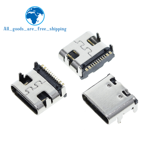 10 pièces SMT USB 3.1 type-c 16pin connecteur femelle pour téléphone portable port de charge prise de charge remorquage pieds plu ► Photo 1/6