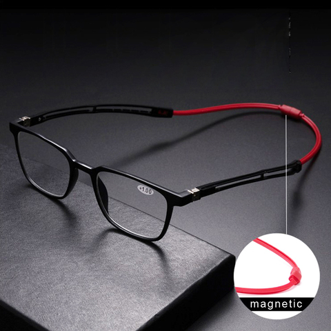 Tr90 lecteurs lunettes de lecture hommes aimant Portable dioptrie cou suspendu 1.0 1.5 2.0 2.5 3.0 3.5 ► Photo 1/6