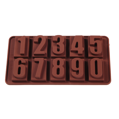 1PC Silicone numéros chocolat moule biscuits froid 3D numérique forme Fondant gâteau cuisson gelée bonbons pâtisserie bricolage décoration outils ► Photo 1/6